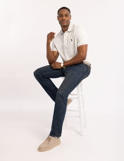 SOLID INTERLOCK POLO SHIRT WITH WOVEN TRIM 17