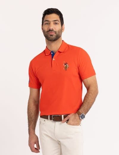MULTI COLOR BIG LOGO SOLID POLO SHIRT 7