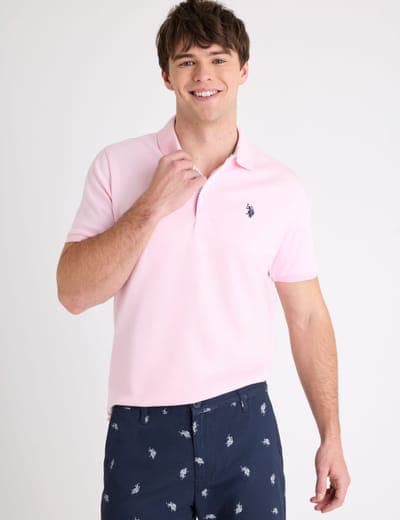 SOLID INTERLOCK POLO SHIRT WITH STRIPE TRIM 1