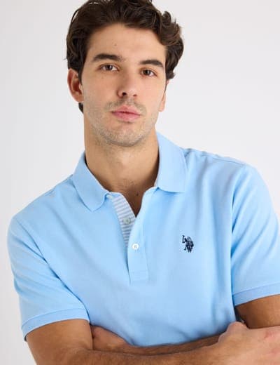SOLID INTERLOCK POLO SHIRT WITH STRIPE TRIM 5