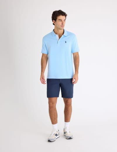 SOLID INTERLOCK POLO SHIRT WITH STRIPE TRIM 7