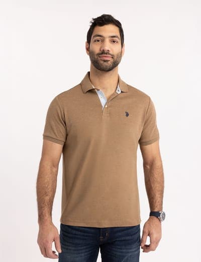 SOLID INTERLOCK POLO SHIRT WITH WOVEN TRIM 5