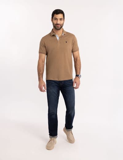SOLID INTERLOCK POLO SHIRT WITH WOVEN TRIM 6