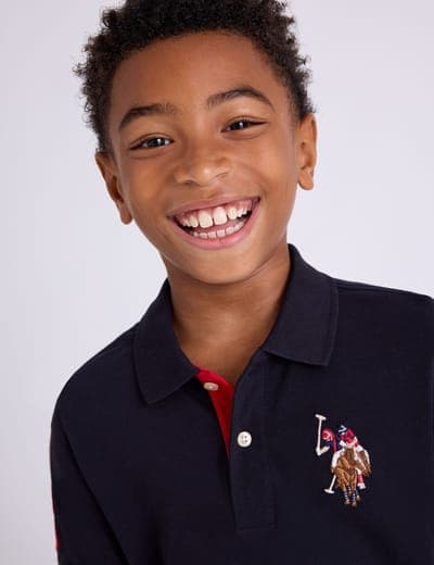 BOYS MULTI COLOR LOGO SOLID PIQUE POLO SHIRT 2