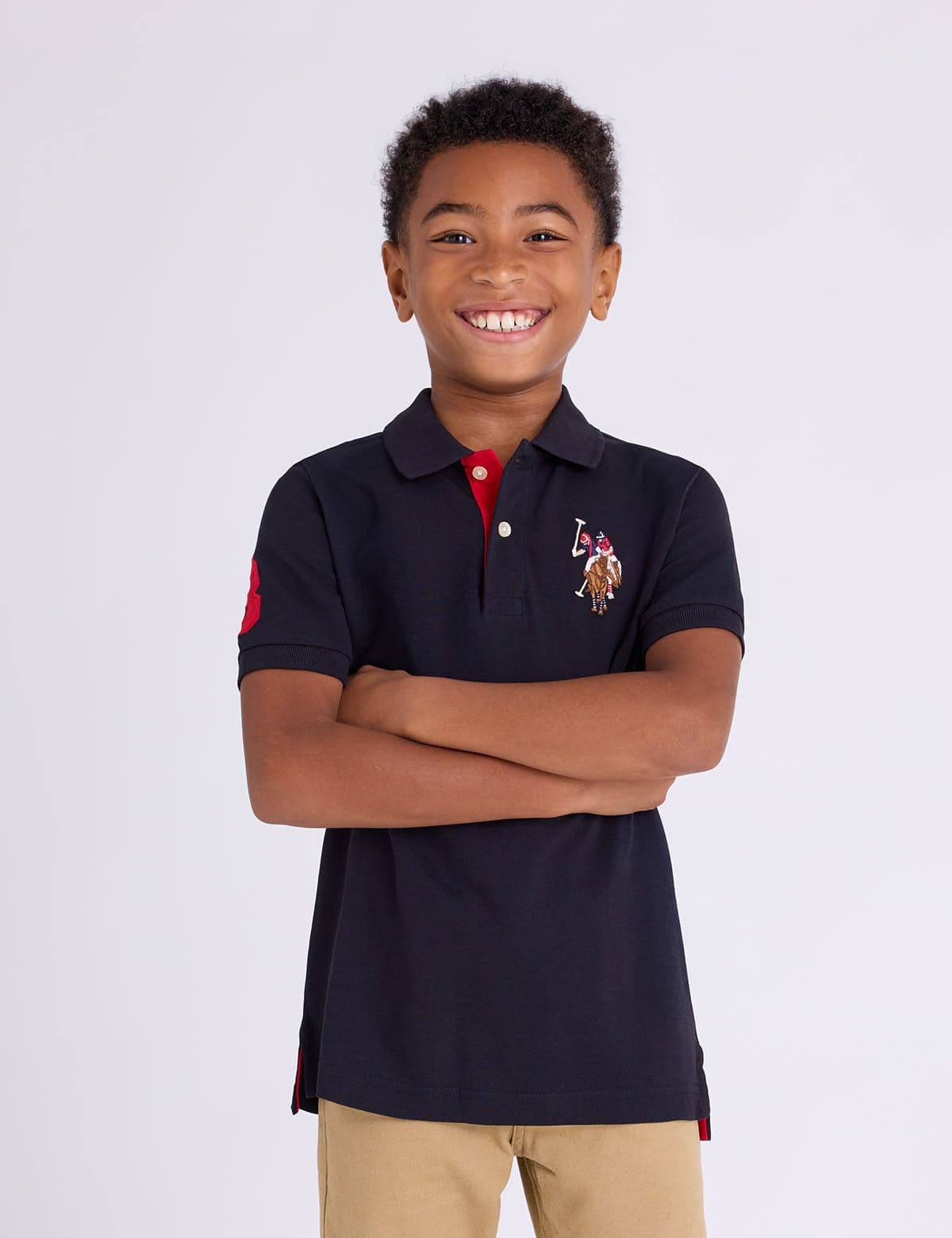 BOYS MULTI COLOR LOGO SOLID PIQUE POLO SHIRT