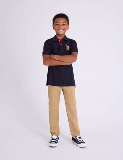 BOYS MULTI COLOR LOGO SOLID PIQUE POLO SHIRT 5
