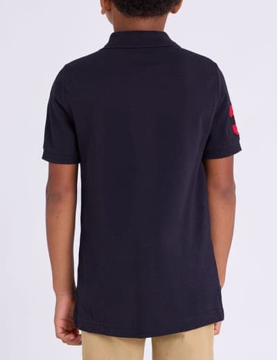 BOYS MULTI COLOR LOGO SOLID PIQUE POLO SHIRT 6