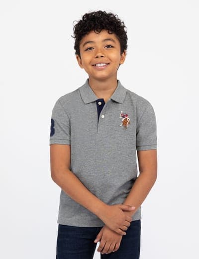 BOYS MULTI COLOR LOGO SOLID PIQUE POLO SHIRT 12