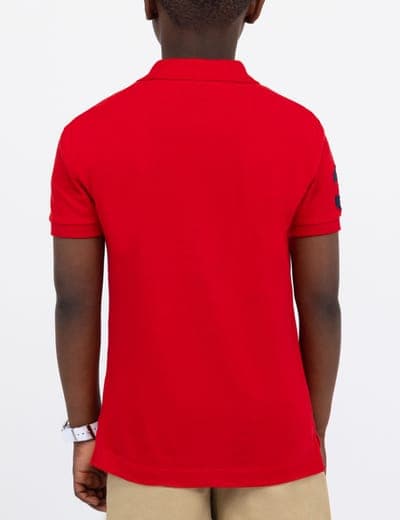 BOYS MULTI COLOR LOGO SOLID PIQUE POLO SHIRT 19