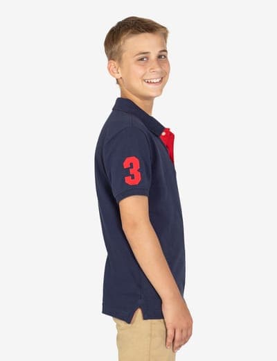 BOYS MULTI COLOR LOGO SOLID PIQUE POLO SHIRT 21