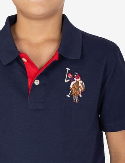 BOYS MULTI COLOR LOGO SOLID PIQUE POLO SHIRT 23
