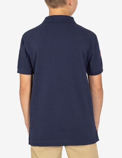 BOYS MULTI COLOR LOGO SOLID PIQUE POLO SHIRT 22
