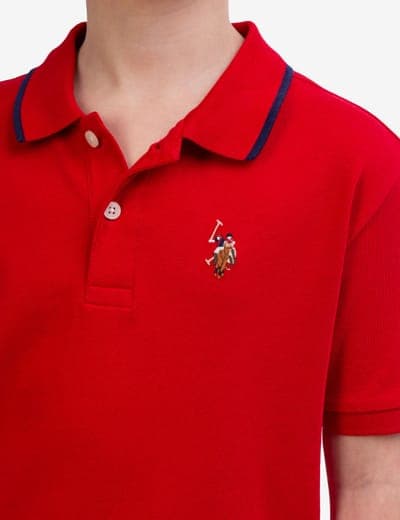BOYS SOLID INTERLOCK POLO SHIRT 14