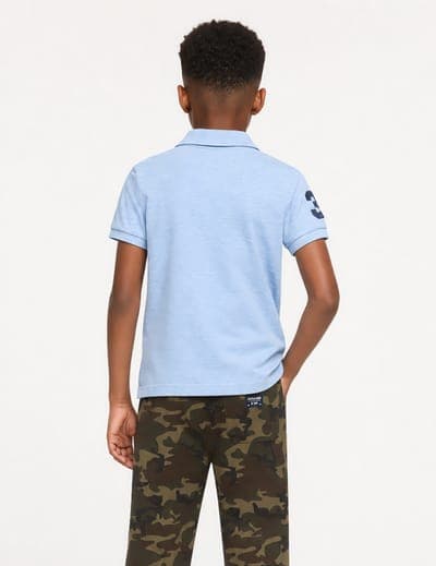 BOYS MULTI COLOR LOGO PIQUE POLO SHIRT 3