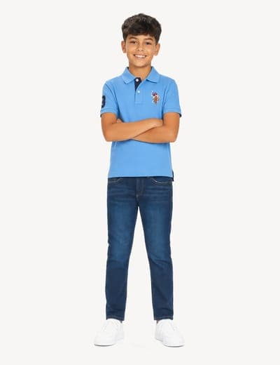 BOYS MULTI COLOR LOGO PIQUE POLO SHIRT 5