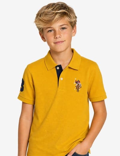 BOYS MULTI COLOR LOGO PIQUE POLO SHIRT 8