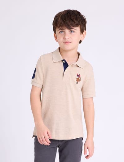 BOYS MULTI COLOR LOGO PIQUE POLO SHIRT 12