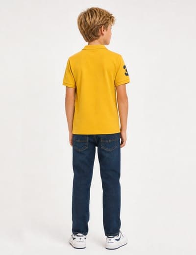 BOYS MULTI COLOR LOGO PIQUE POLO SHIRT 11