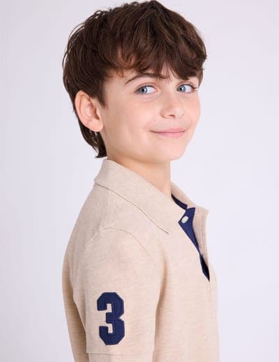 BOYS MULTI COLOR LOGO PIQUE POLO SHIRT 13