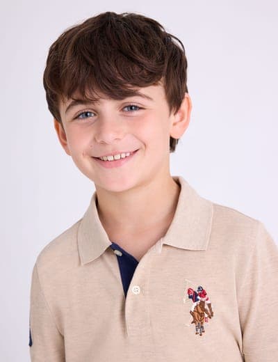 BOYS MULTI COLOR LOGO PIQUE POLO SHIRT 14
