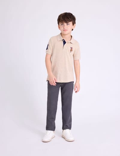 BOYS MULTI COLOR LOGO PIQUE POLO SHIRT 15