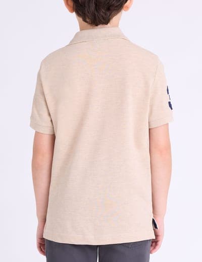 BOYS MULTI COLOR LOGO PIQUE POLO SHIRT 16