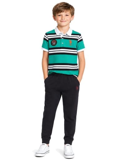 BOYS YARN DYE STRIPE PIQUE POLO SHIRT 3