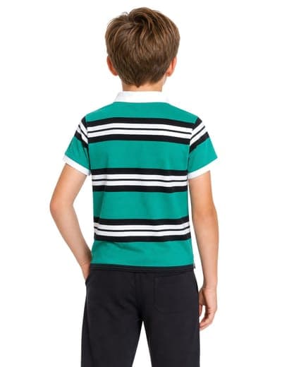 BOYS YARN DYE STRIPE PIQUE POLO SHIRT 2
