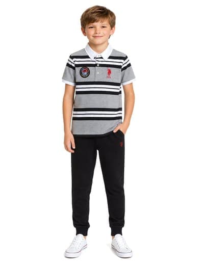 BOYS YARN DYE STRIPE PIQUE POLO SHIRT 5