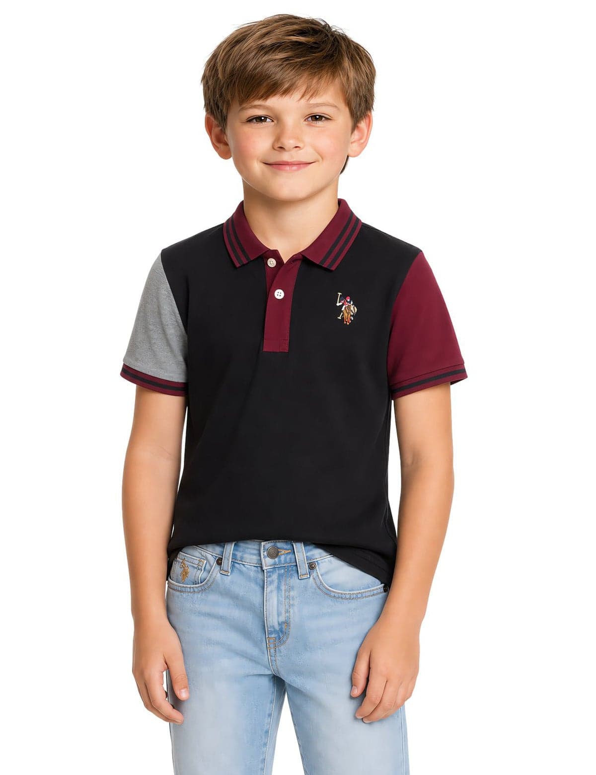 BOYS SLEEVE COLORBLOCK JERSEY POLO SHIRT