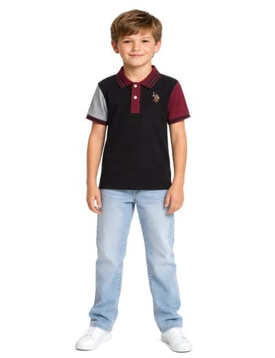 BOYS SLEEVE COLORBLOCK JERSEY POLO SHIRT 2