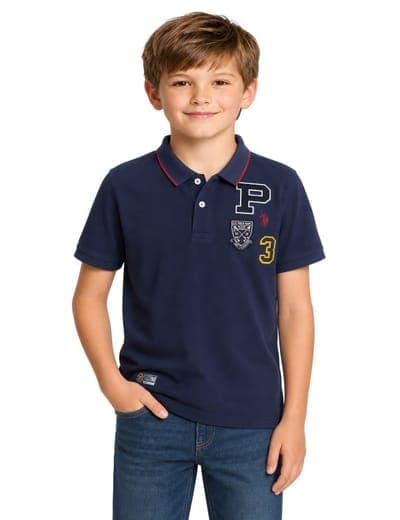 BOYS MULTI PATCH PIQUE POLO SHIRT 1
