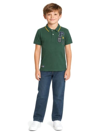 BOYS MULTI PATCH PIQUE POLO SHIRT 5