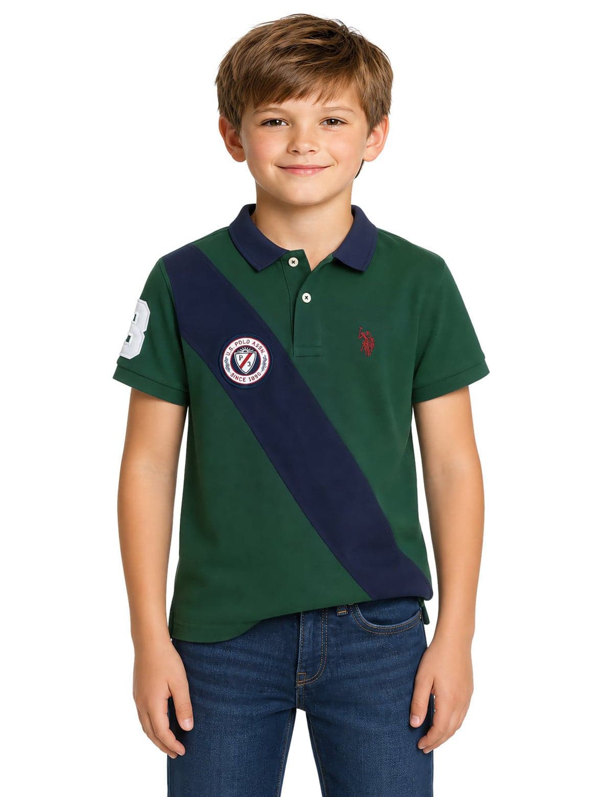 BOYS MULTI PATCH SASH POLO SHIRT