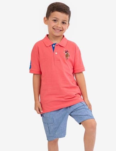 BOYS MULTI COLOR LOGO PIQUE POLO SHIRT 1