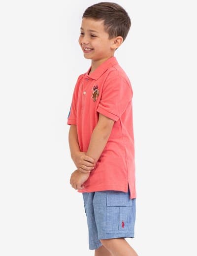 BOYS MULTI COLOR LOGO PIQUE POLO SHIRT 3