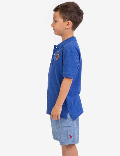 BOYS MULTI COLOR LOGO PIQUE POLO SHIRT 7