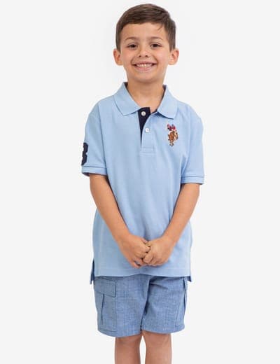 BOYS MULTI COLOR LOGO PIQUE POLO SHIRT 13