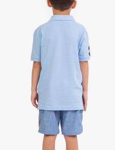BOYS MULTI COLOR LOGO PIQUE POLO SHIRT 15