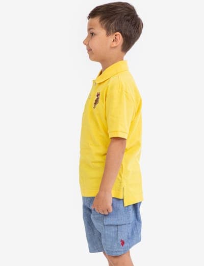 BOYS MULTI COLOR LOGO PIQUE POLO SHIRT 18