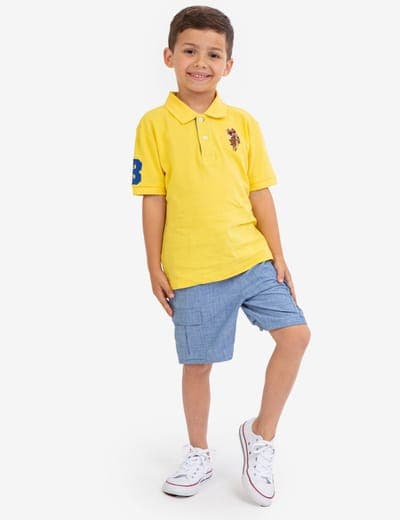 BOYS MULTI COLOR LOGO PIQUE POLO SHIRT 17