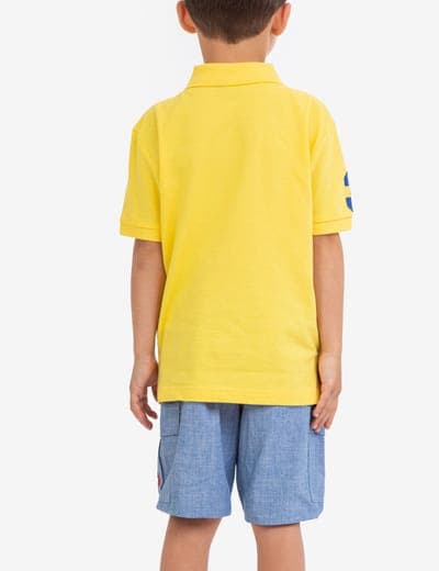 BOYS MULTI COLOR LOGO PIQUE POLO SHIRT 19