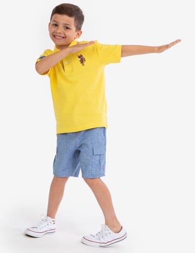 BOYS MULTI COLOR LOGO PIQUE POLO SHIRT 20