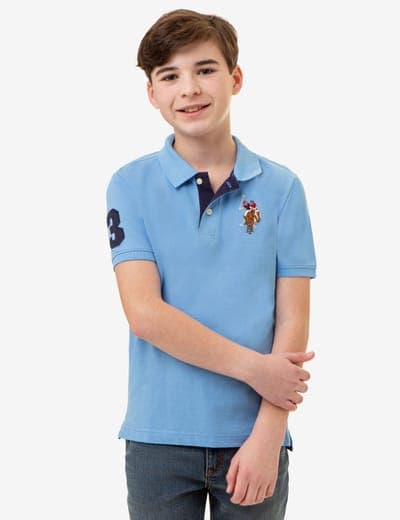 BOYS MULTI COLOR LOGO PIQUE POLO SHIRT 1