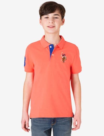 BOYS MULTI COLOR LOGO PIQUE POLO SHIRT 5