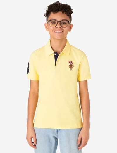 BOYS MULTI COLOR LOGO PIQUE POLO SHIRT 8