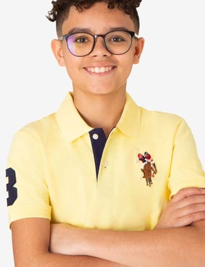 BOYS MULTI COLOR LOGO PIQUE POLO SHIRT 9