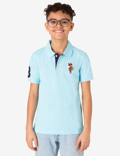 BOYS MULTI COLOR LOGO PIQUE POLO SHIRT 12