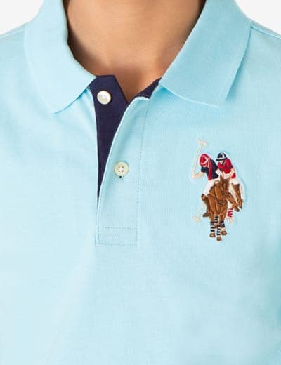 BOYS MULTI COLOR LOGO PIQUE POLO SHIRT 13