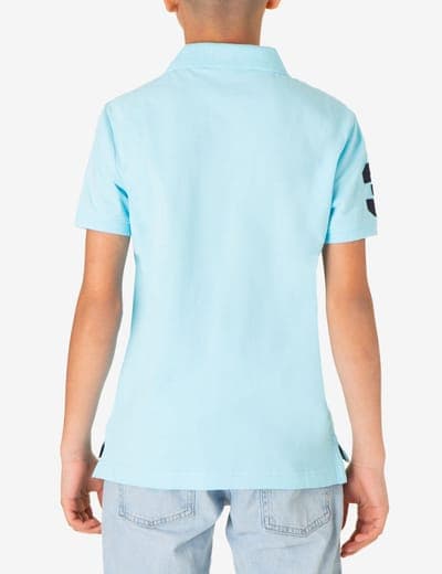 BOYS MULTI COLOR LOGO PIQUE POLO SHIRT 15